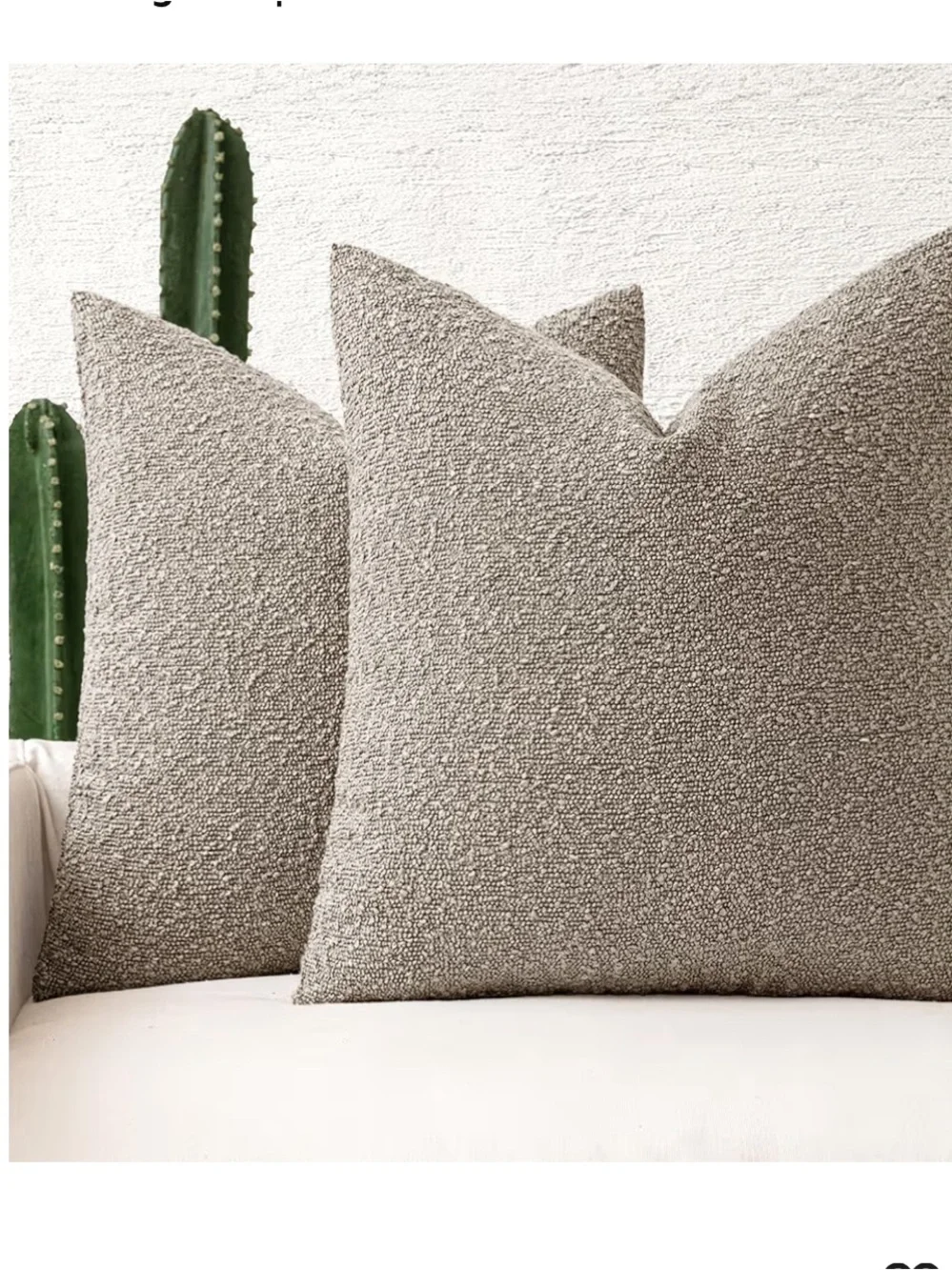 Decorative Pillow Covers for Couch Bed Set of 2 Textured Boucle Neutral
